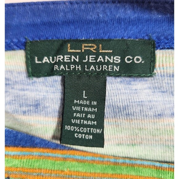 LRL Lauren Jeans Co. Womens Top Large Spring 3/4 Sleeve Coastal Artsy - Picture 4 of 7